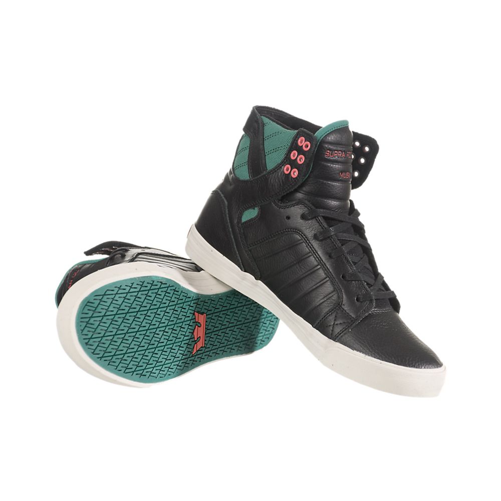 Baskets Montantes Supra SkyTop Noir Vert Black Homme | DBF-81253317